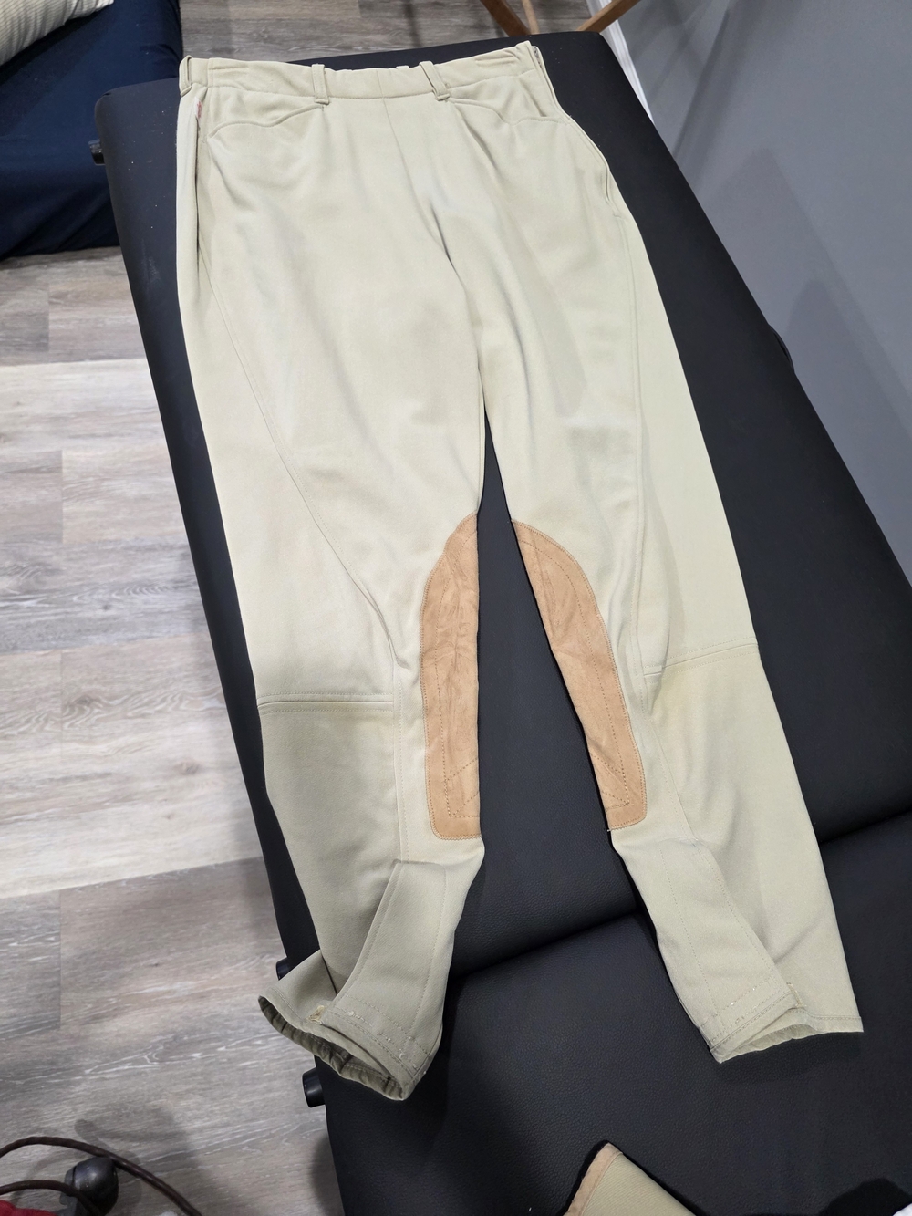 The Tailored Sportsman Beige Riding Breeches with Tan Knee Patches